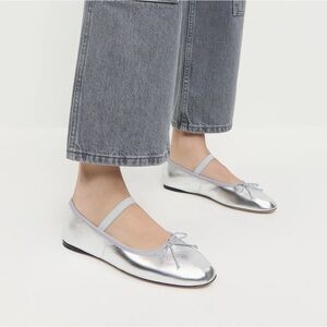 Loeffler randall silver metallic ballet flats size 7